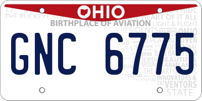OH license plate GNC6775