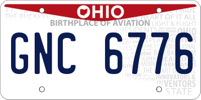 OH license plate GNC6776