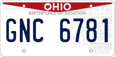 OH license plate GNC6781