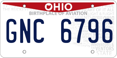 OH license plate GNC6796