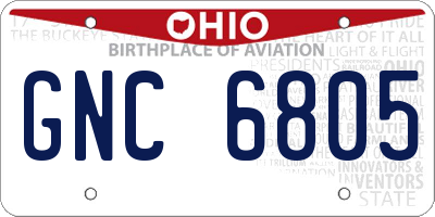OH license plate GNC6805