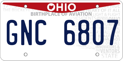 OH license plate GNC6807