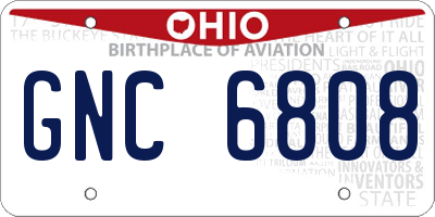 OH license plate GNC6808