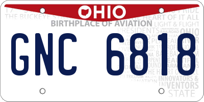 OH license plate GNC6818