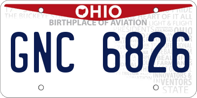 OH license plate GNC6826