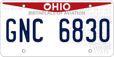 OH license plate GNC6830