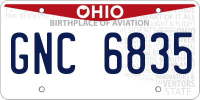 OH license plate GNC6835