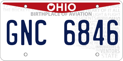 OH license plate GNC6846