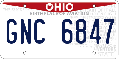 OH license plate GNC6847