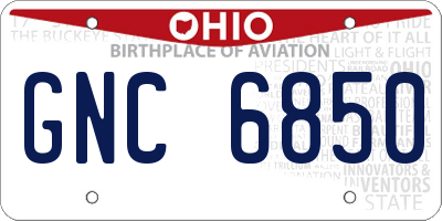 OH license plate GNC6850