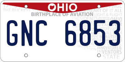 OH license plate GNC6853