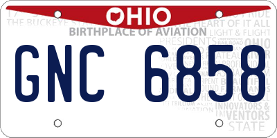 OH license plate GNC6858