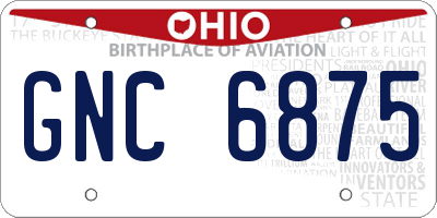 OH license plate GNC6875