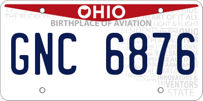 OH license plate GNC6876
