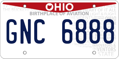 OH license plate GNC6888