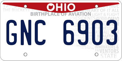 OH license plate GNC6903