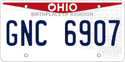 OH license plate GNC6907