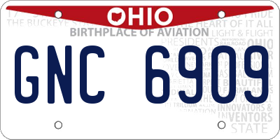 OH license plate GNC6909