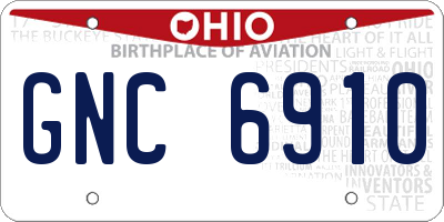 OH license plate GNC6910