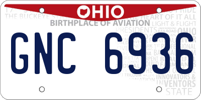 OH license plate GNC6936