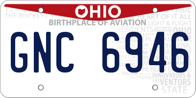 OH license plate GNC6946