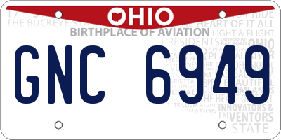 OH license plate GNC6949