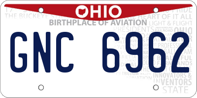 OH license plate GNC6962