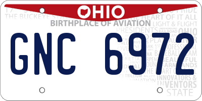 OH license plate GNC6972