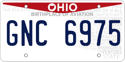 OH license plate GNC6975