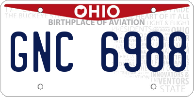 OH license plate GNC6988