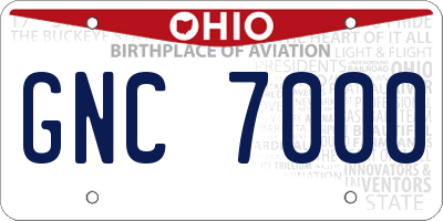 OH license plate GNC7000