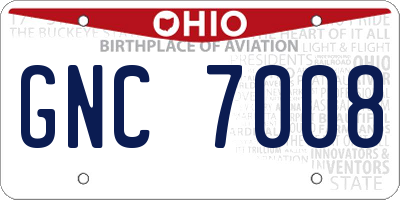 OH license plate GNC7008