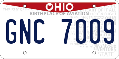 OH license plate GNC7009