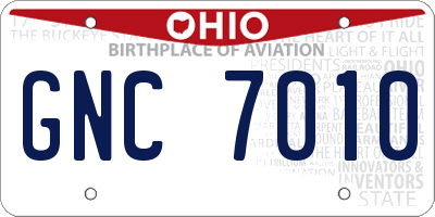 OH license plate GNC7010