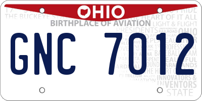 OH license plate GNC7012