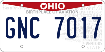 OH license plate GNC7017