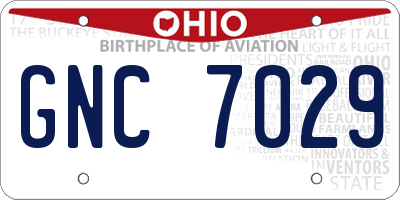 OH license plate GNC7029