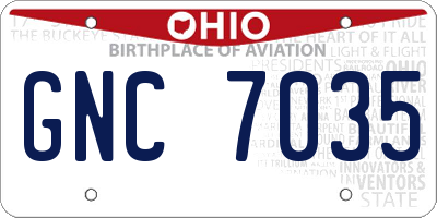 OH license plate GNC7035