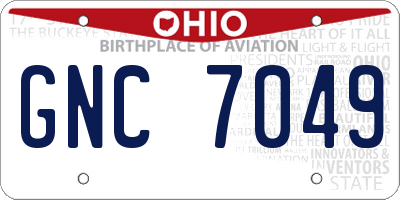 OH license plate GNC7049