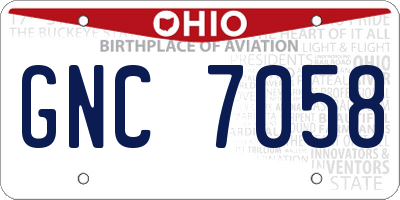 OH license plate GNC7058