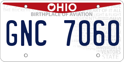 OH license plate GNC7060