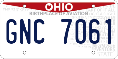 OH license plate GNC7061