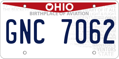 OH license plate GNC7062