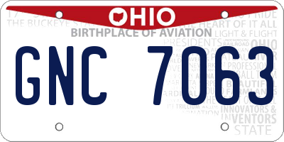 OH license plate GNC7063