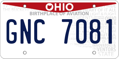 OH license plate GNC7081