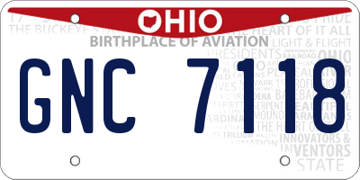 OH license plate GNC7118