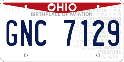 OH license plate GNC7129