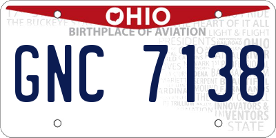 OH license plate GNC7138