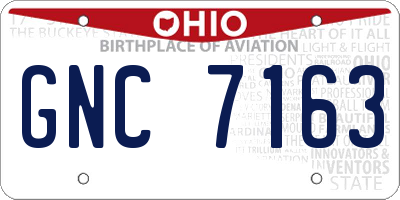 OH license plate GNC7163