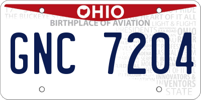 OH license plate GNC7204